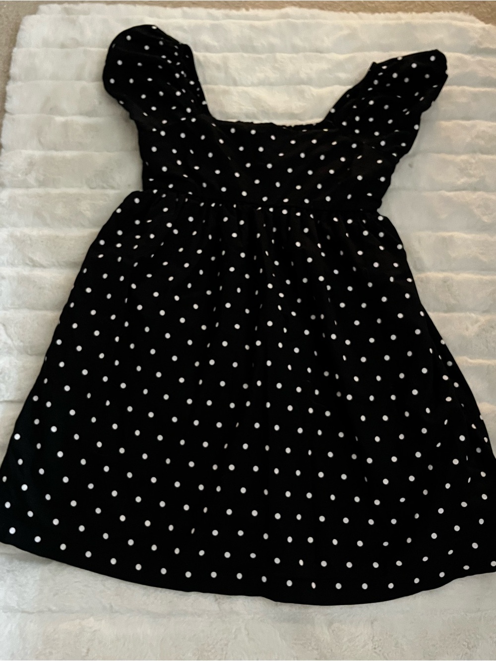 Abound Black and White Polka Dot Flutter Sleeve Dress